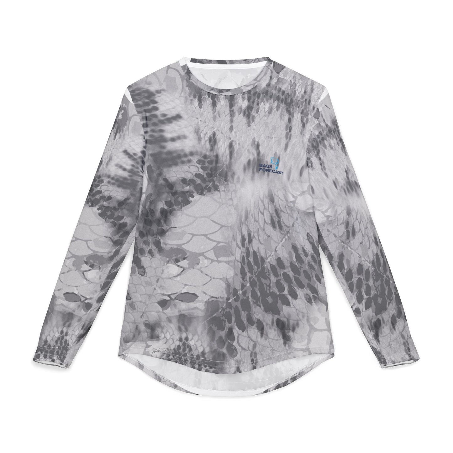 Gray long sleeve fishing shirt - front